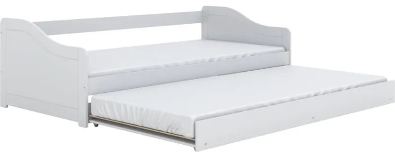 Detská posteľ Blanka 200x90 cm s matracom a výsuvnou prístelkou biela