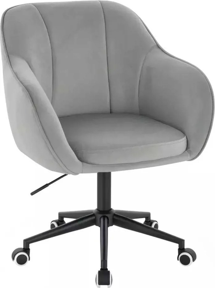 LuxuryForm DESIGN Stolička AVOLA VELUR na čiernej podstave s kolieskami - svetlo šedá