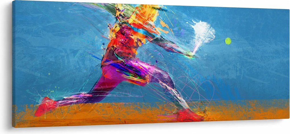Obraz - Maľovaný tenista (120x50 cm)