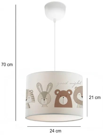 Detský luster CANDY 1xE27/40W/230V biely/hnedý