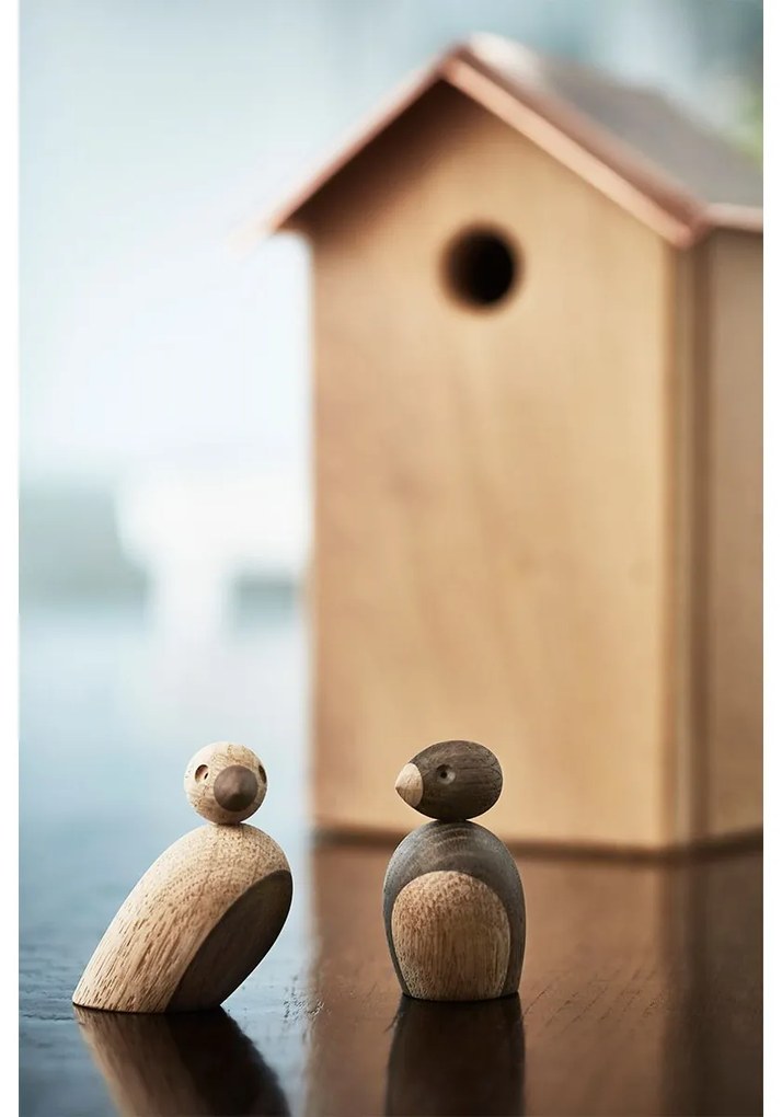 Kay Bojesen Drevený vtáčik Natural and Smoked Oak Wood – set 2 ks