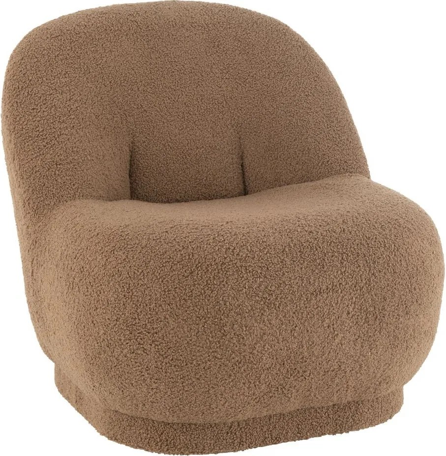 Hnedá okrúhla stolička/ kresielko s opierkou Teddy Bouclé Beige - 78*88*72 cm