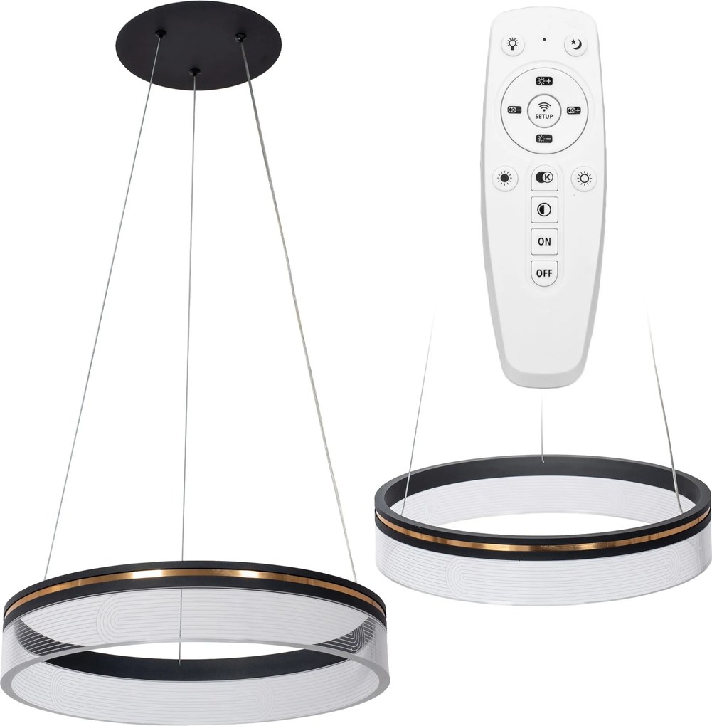 Toolight Toolight, LED závesné svietidlo 40cm APP1191-CP, čierna-zlatá, OSW-40022