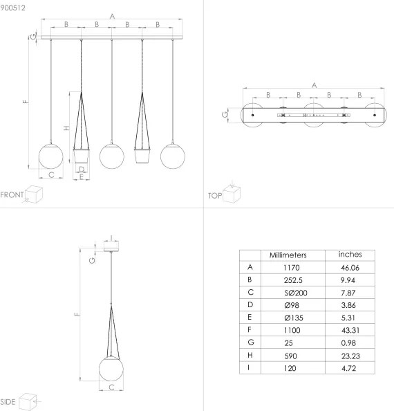 Eglo 900512 - Luster na lanku RONDO 3xE27/40W/230V
