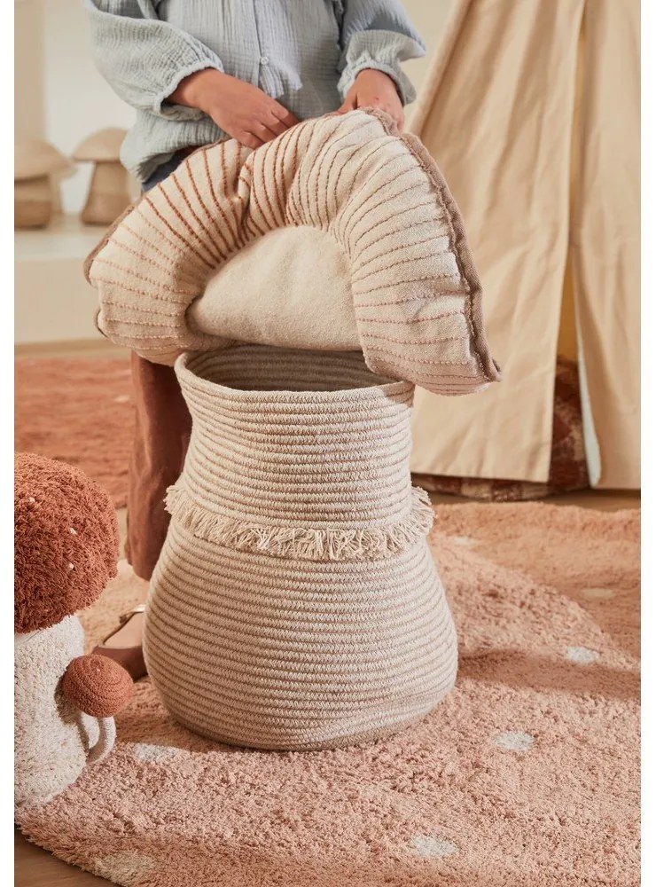 Svetloružový prateľný ručne tkaný bavlnený detský koberec ø140 cm Round Dot Rose – Lorena Canals