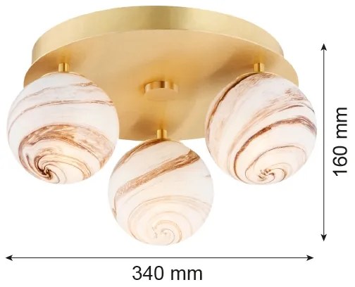 Argon 6290 - Stropné svietidlo FABIO 3xE14/7W/230V alabaster zlatá