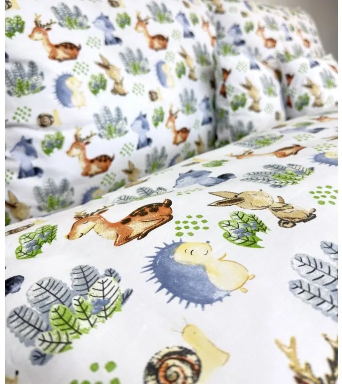 Detské bavlnené obliečky Lesné kamarátstva 140x200 / 70x90 cm – zips