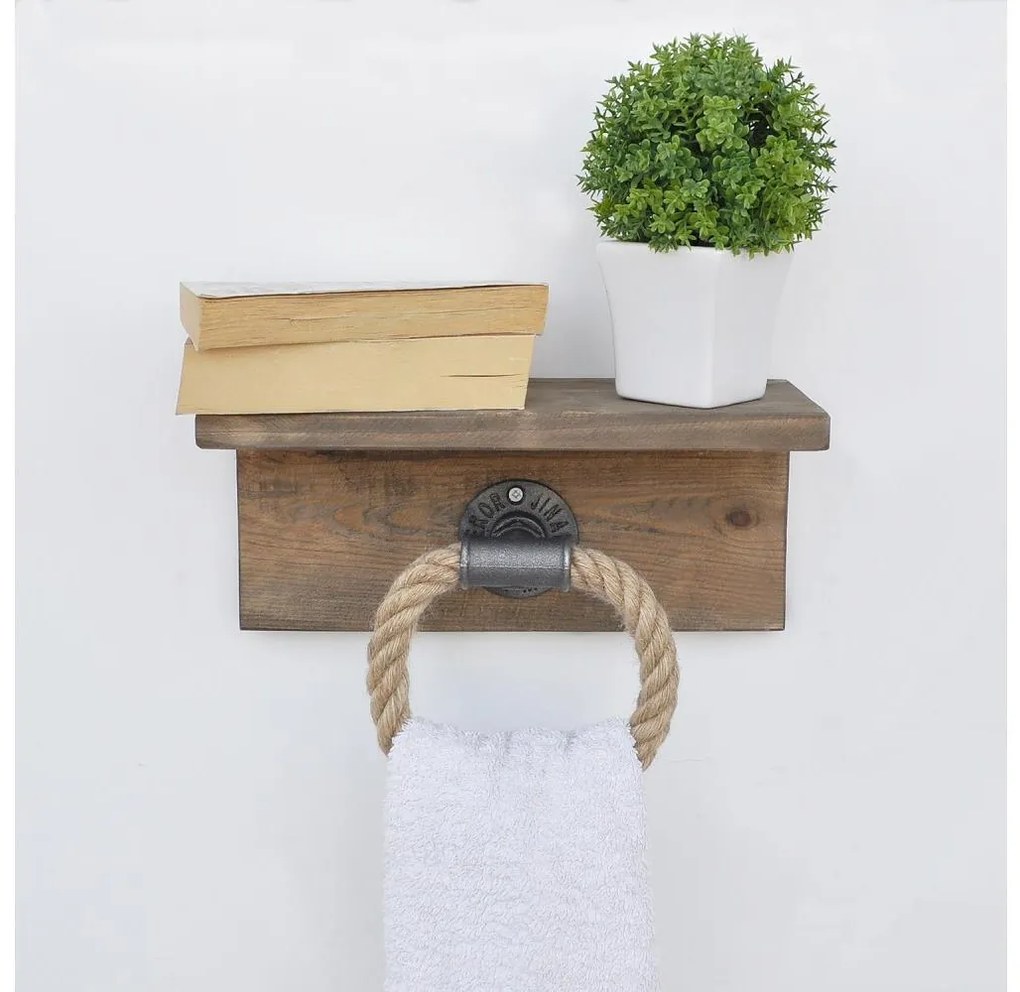 Držiak uterákov s policou BORURAF 14x30 cm smrek