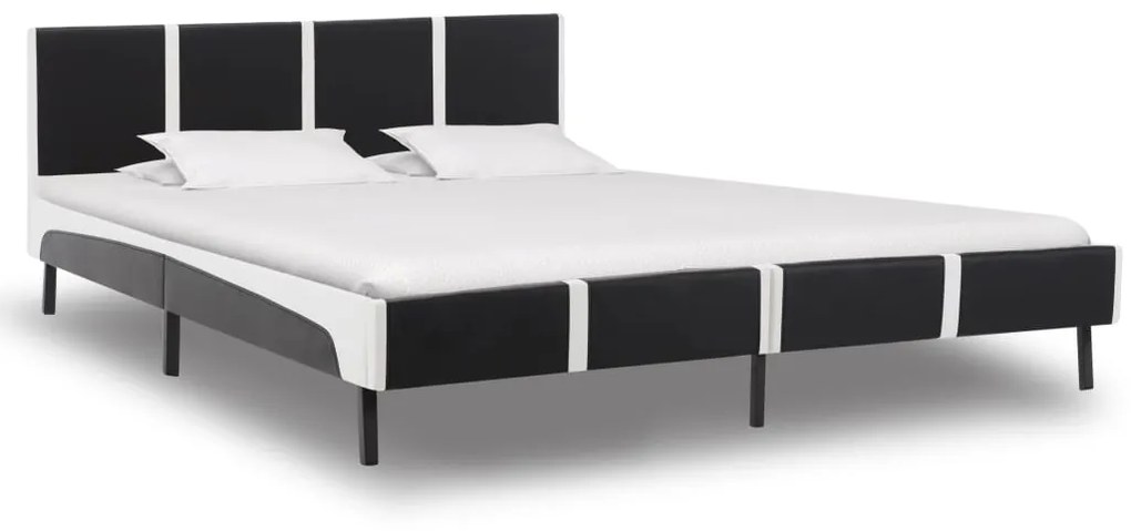 vidaXL Rám postele čierno-biely umelá koža 180x200 cm