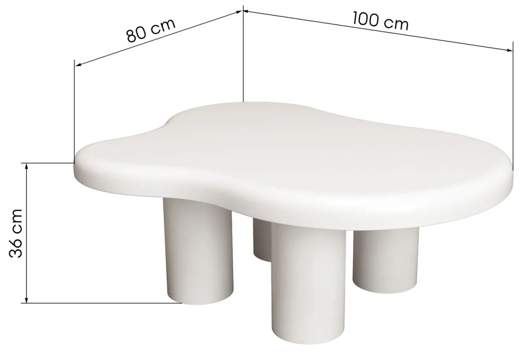 Kávový stolek Vercelli, 100 cm bílý