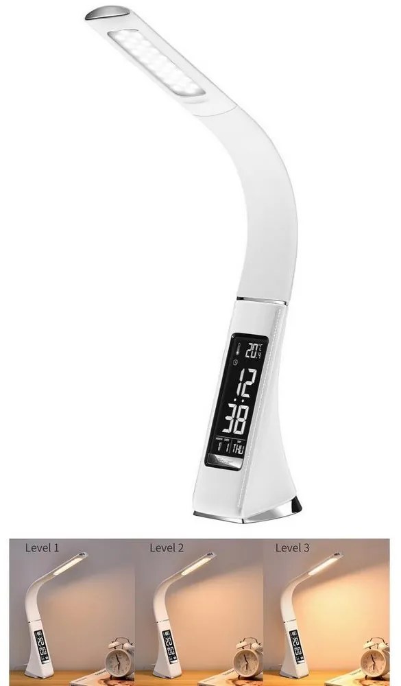 Brilagi - LED Stmievateľná stolná lampa s displejom PELLE LED/7W/230V biela BRI8949