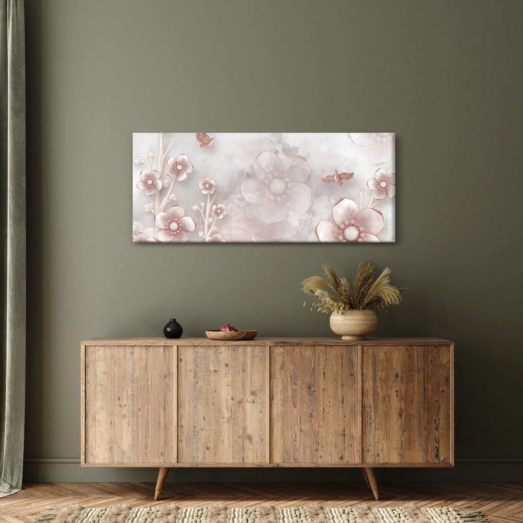 Obraz - Ružové kvety (120x50 cm)