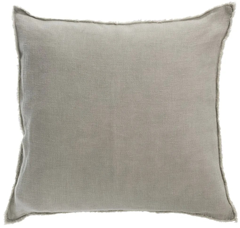 Zelený opraný ľanový vankúš so strapcami Stonewashed - 45*10*45 cm