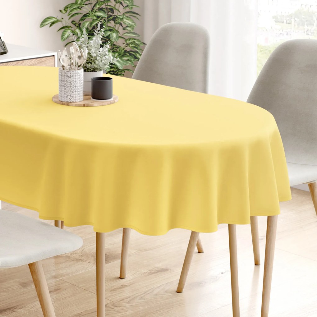 Goldea oválny obrus 100% bavlnené plátno - žltý 140 x 220 cm