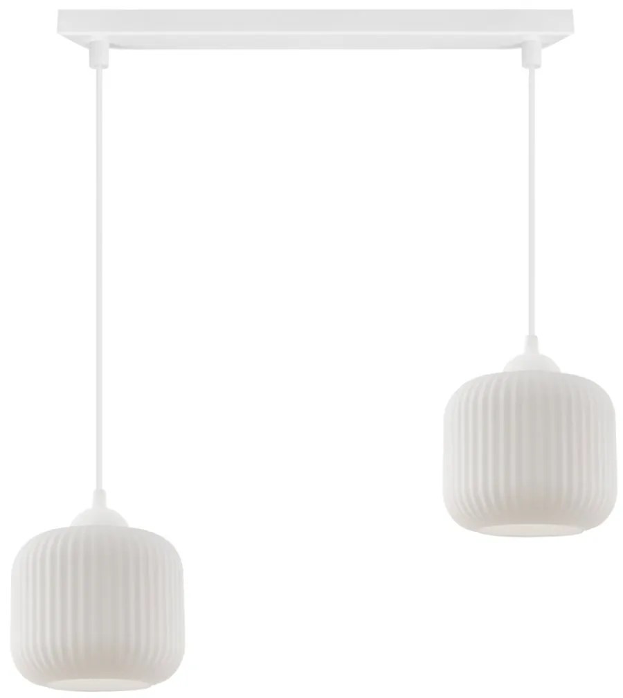 Závesné svietidlo Riffle, 2x biele sklenené tienidlo, w