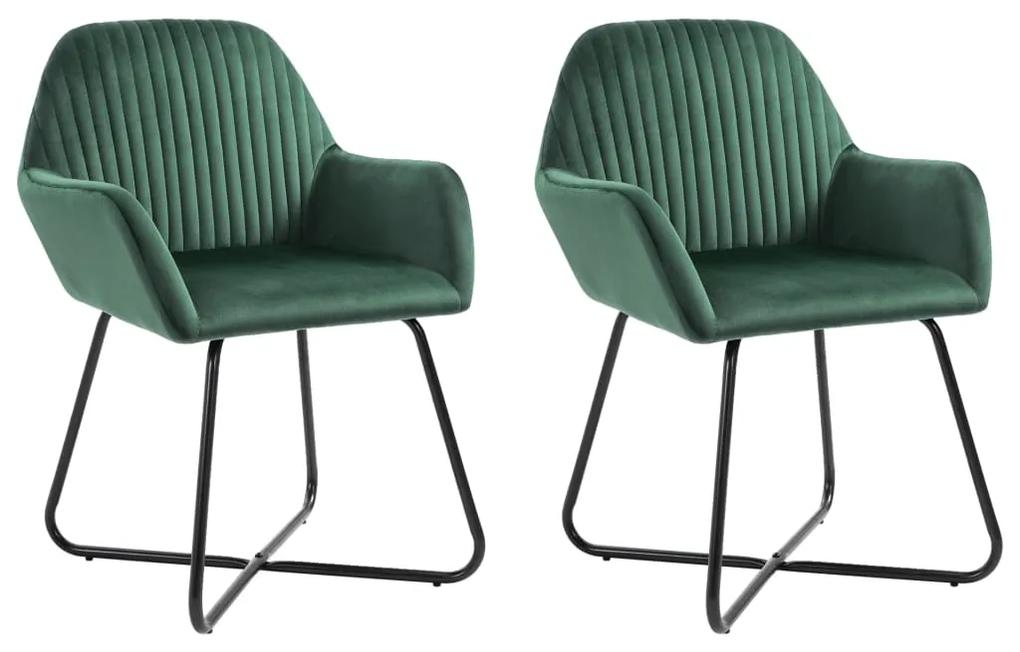 Jedálenské stoličky 2 ks zelené zamatové