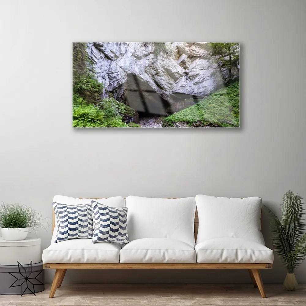 Obraz na skle Hora jaskyňa príroda 125x50 cm