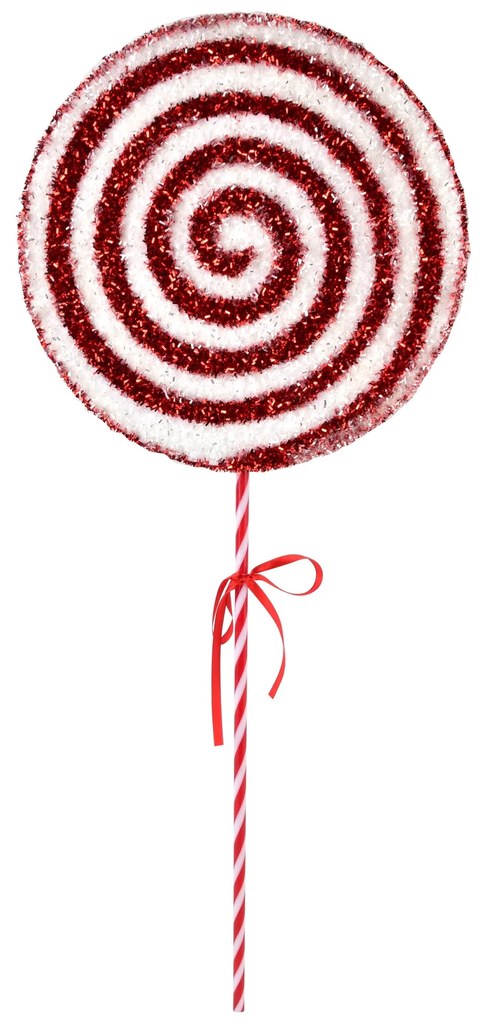 Vánoční ozdoba Santa Lila Lízátko 63 cm červeno-bílá