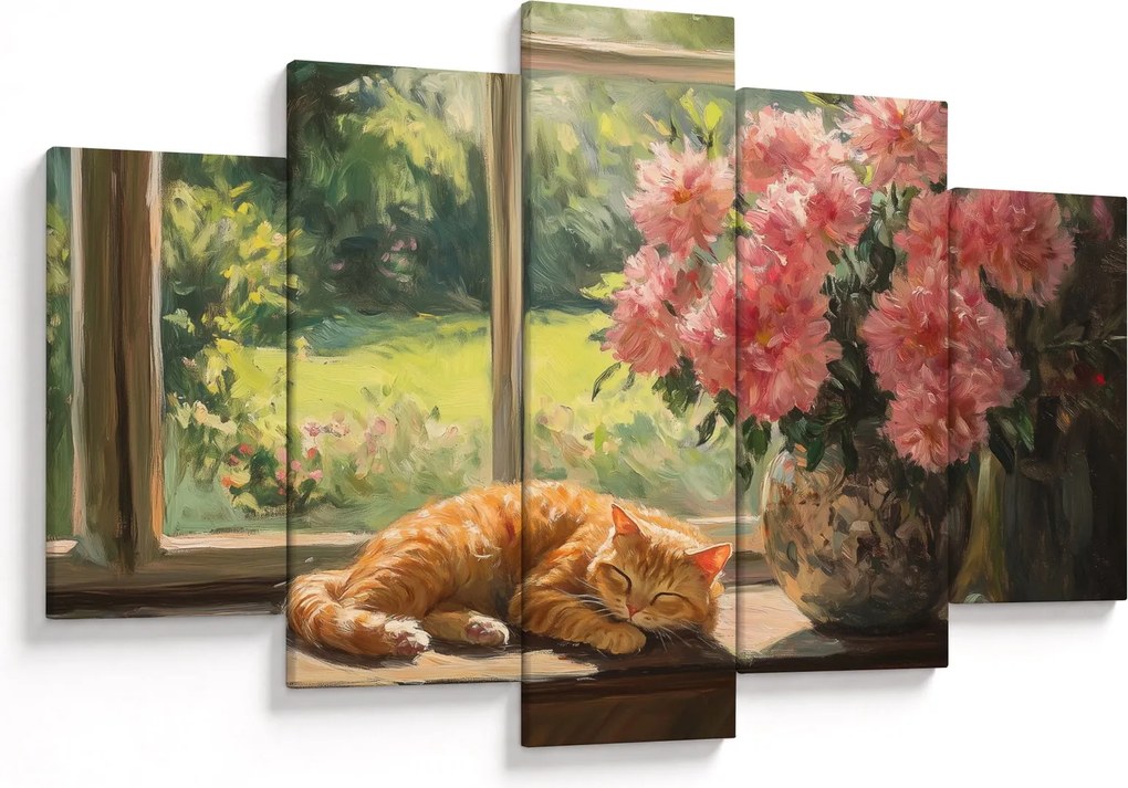 Obraz - Mačka na okne (150x105 cm)