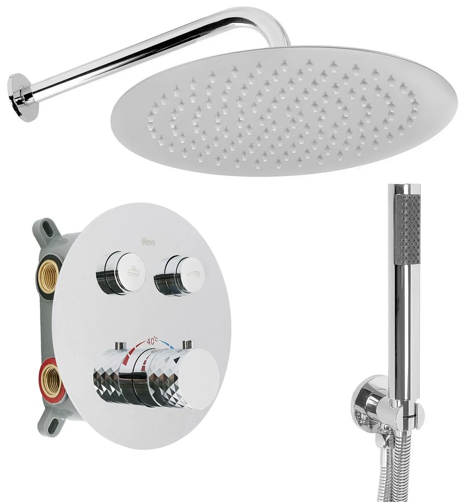 Rea Lungo Diamond, podomietková sprchová súprava s termostatickou batériou + BOX, REA-P6967