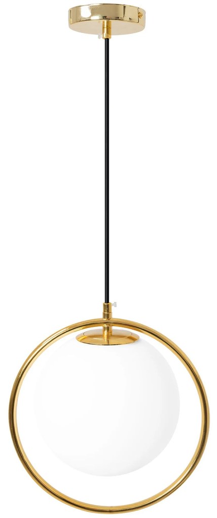 Toolight Toolight, Stropná lampa visiaca sklenená guľa 1xE27 APP430-1CP, zlatá-biela, OSW-01560