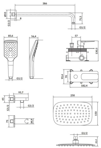 Cersanit S952-029 - Sprchová sada s podomietkovou batériou LARGA chróm lesk
