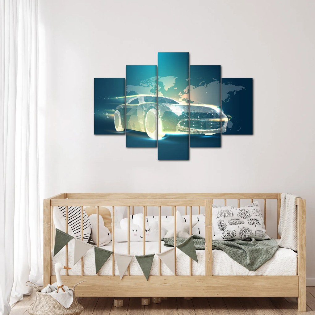 Obraz auta z geometrických tvarov (150x105 cm)