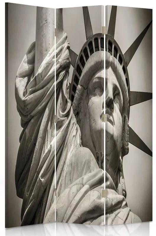 Ozdobný paraván, Monumentální socha Svobody - 110x170 cm, trojdielny, obojstranný paraván 360°