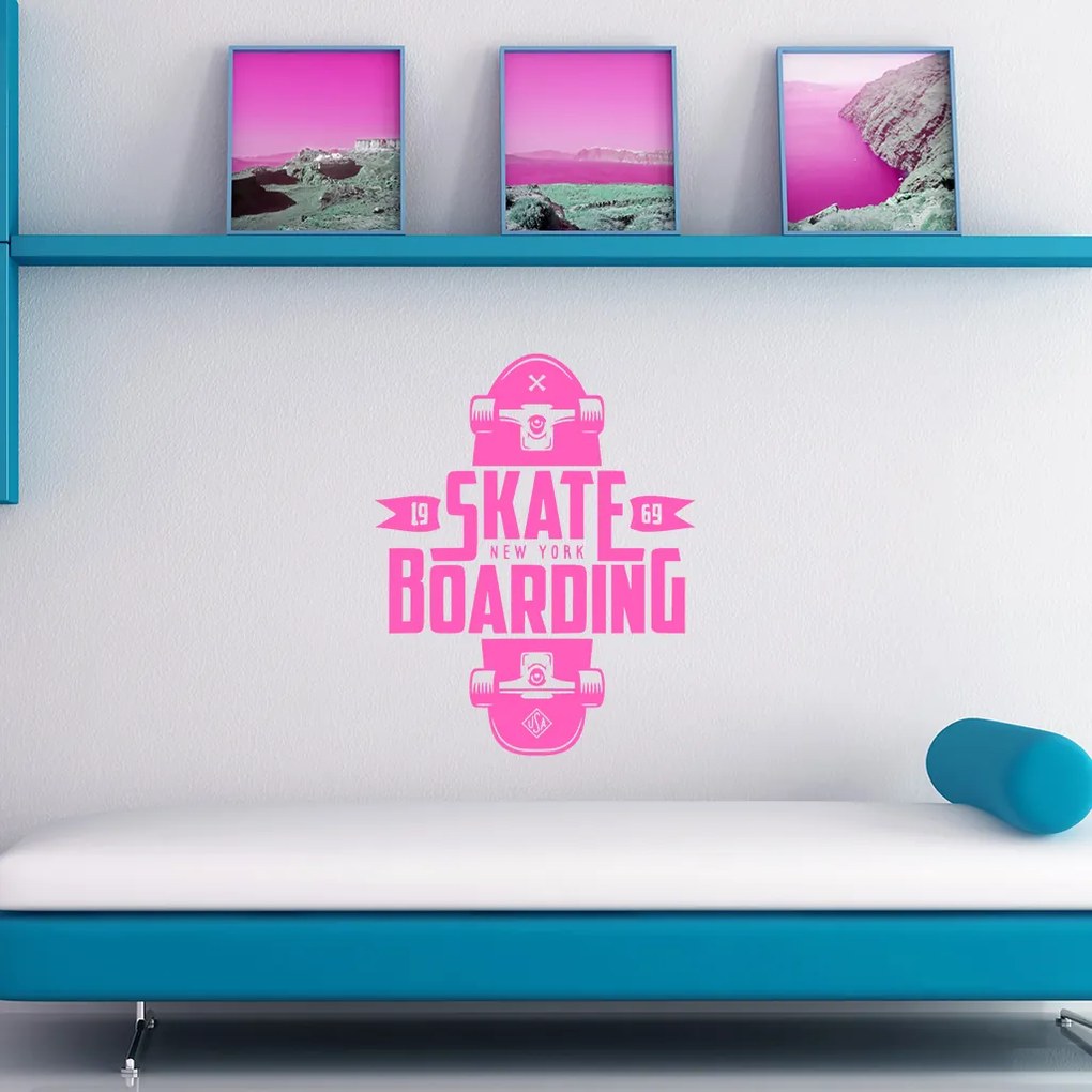 Veselá Stena Samolepka Skateboarding Farba: zelená, Veľkosť: 60 x 47 cm