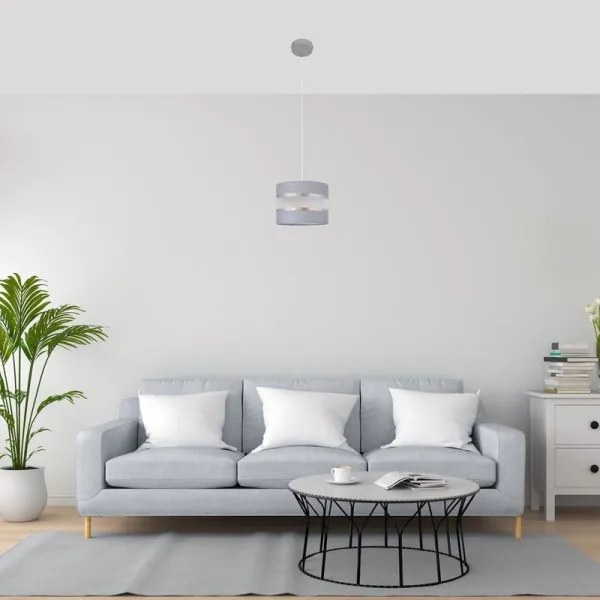 Luster na lanku HELEN 1xE27/15W/230V pr. 20 cm šedá/strieborná