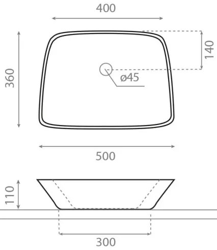 Bathco 0091 - Umývadlo na dosku ANABEL 50x36 cm porcelán/biela