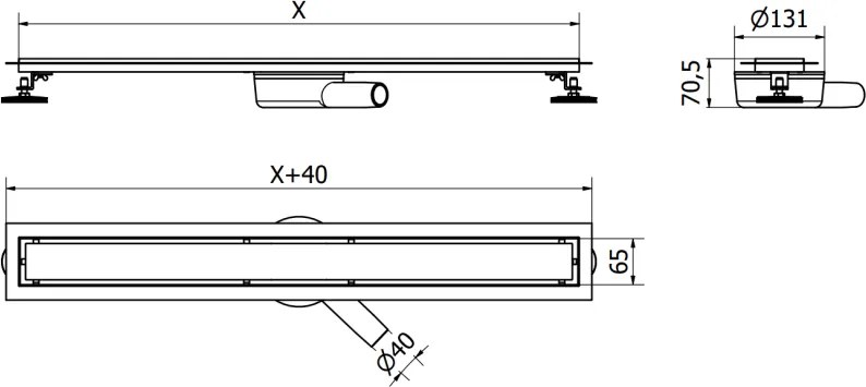 Mexen Flat 360°, lineárny podlahový žľab 100 cm, ružové zlato, 1623100-40