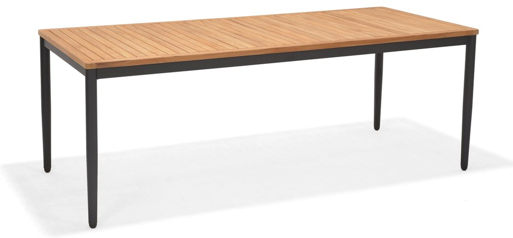 Záhradný jedálenský teakový stôl TOPAZ 201cm tmavosivá konštrukcia