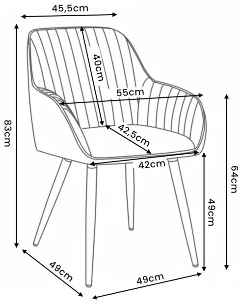 Sada dvoch jedálenských stoličiek TURNO zamatové, sivé / čierne nohy (2 ks)
