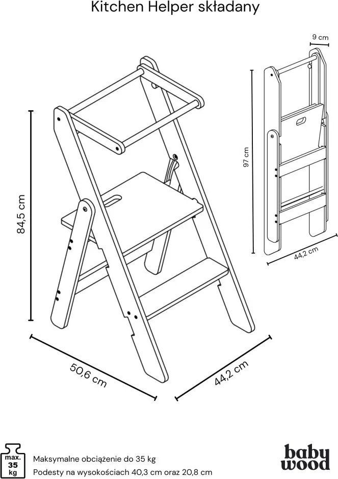 Učiaca montessori detská veža skladacia šedá