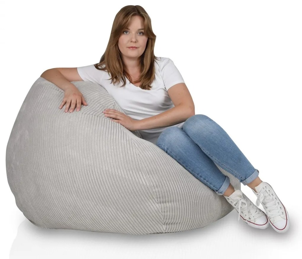 Sedací vak z manšestru – pohodlné kreslo na leňošenie a relax Farba: SZ83 - sv. sivá