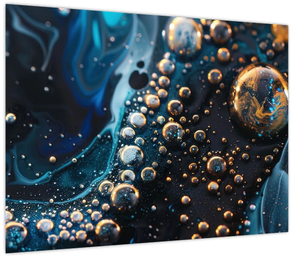 Sklenený obraz - Atramentové kvapky (70x50 cm)