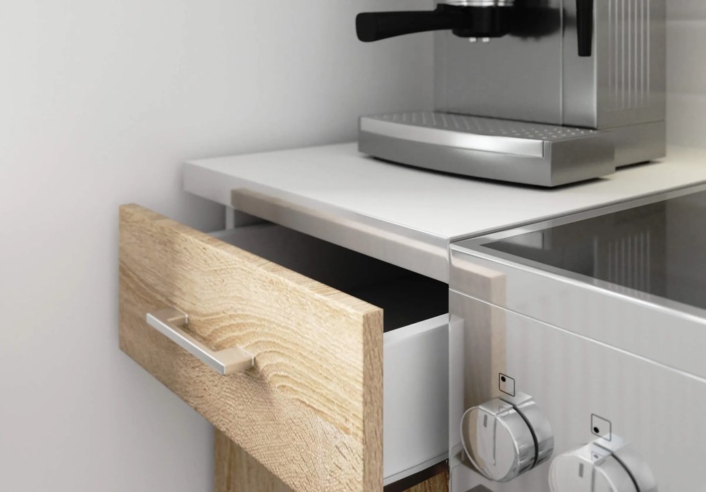 Kuchynská linka Olivie 1,8 m H720 presklená biela/dub sonoma