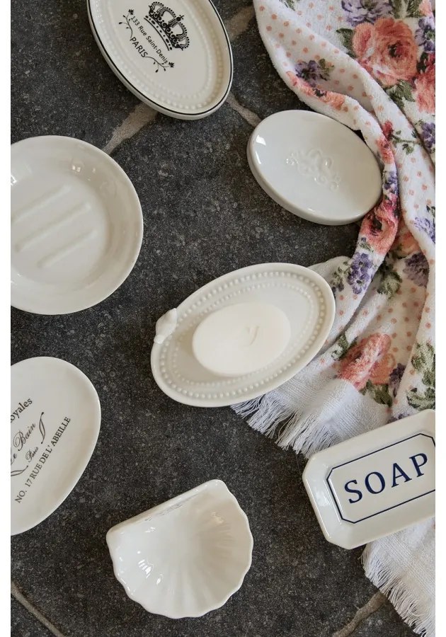Biela porcelánová okrúhla miska na mydlo - Ø 14*5 cm