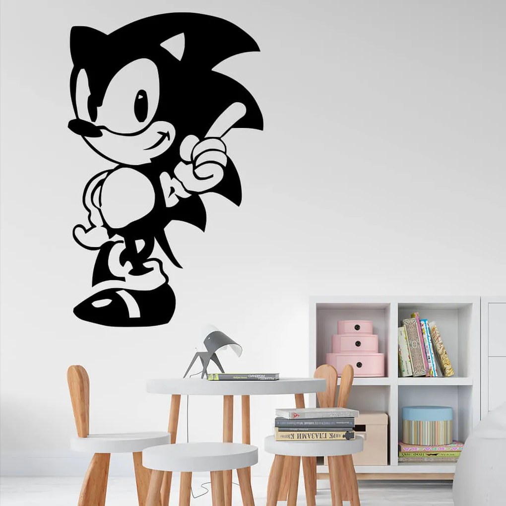 Veselá Stena Samolepka na stenu na stenu Ježko Sonic Farba: černá