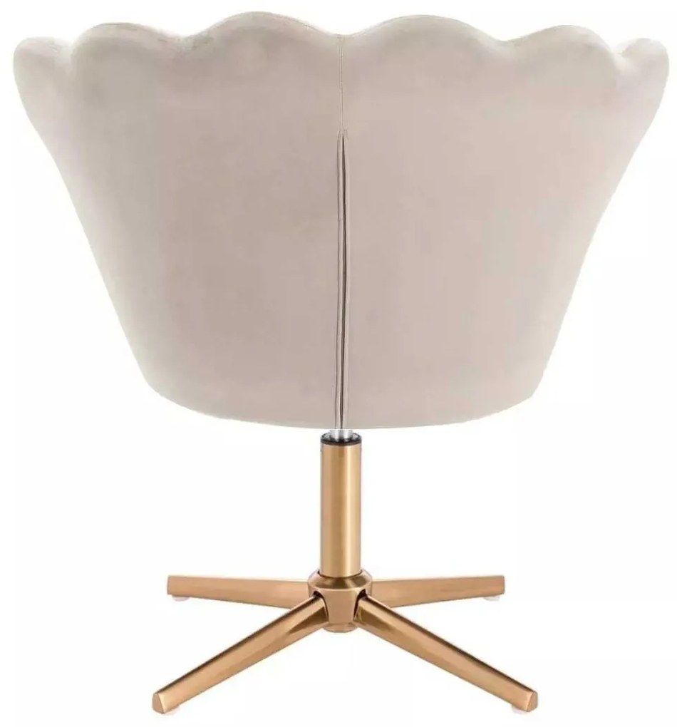LuxuryForm DESIGN Kreslo FREY VELUR na zlatom kríži - latte
