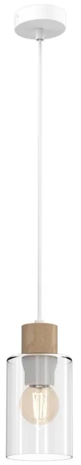 Luster na lanku MADERA 1xE27/60W/230V biela/drevo