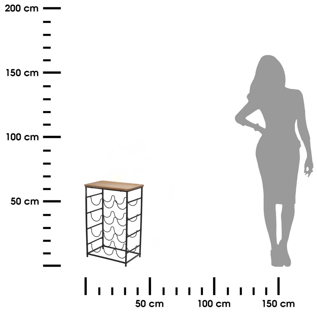 STOJAN NA VÍNO DEBRA 60X26X40 CM ČIERNA/HNEDÁ
