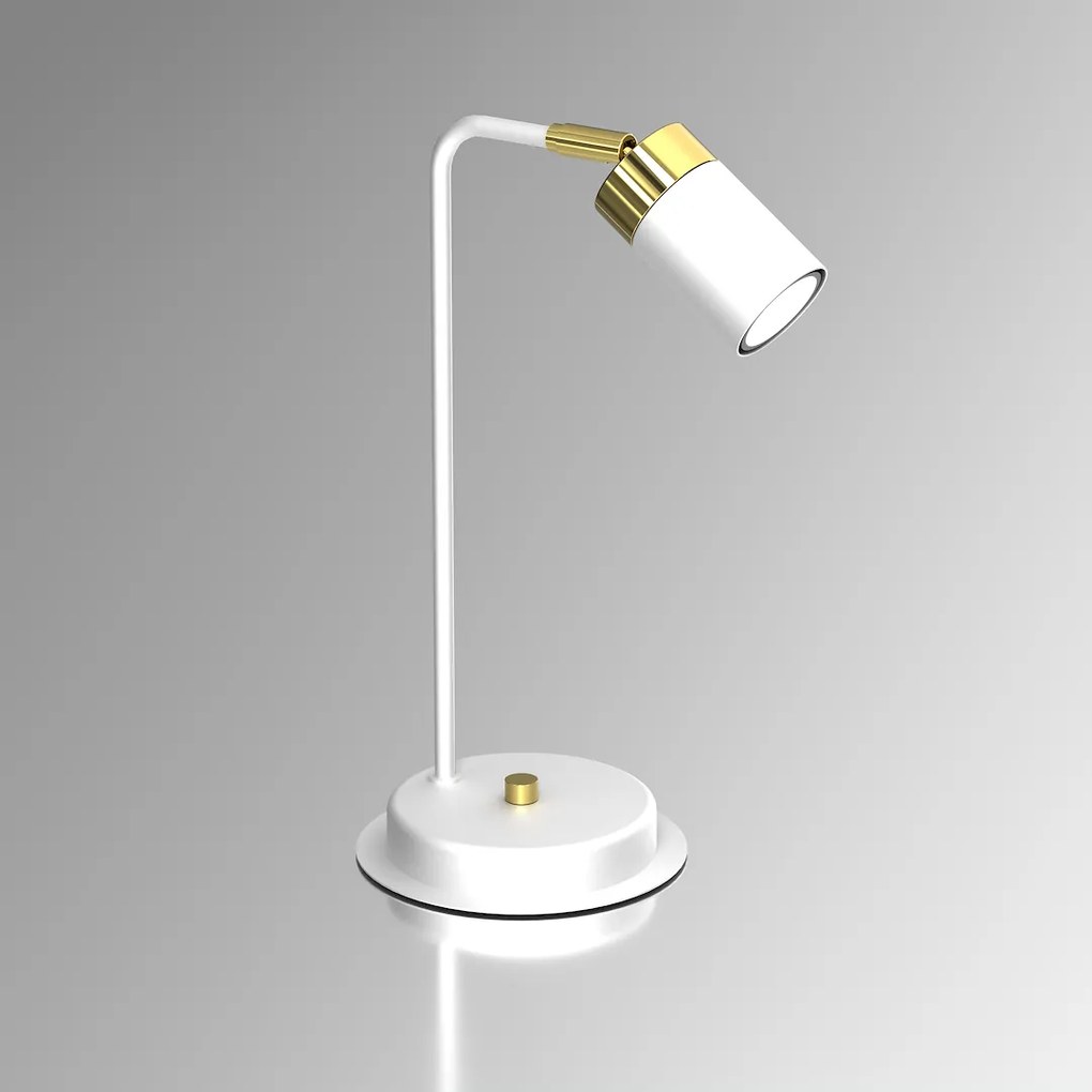 Stolná lampa Joker, 1x zlaté/biele kovové tienidlo, w