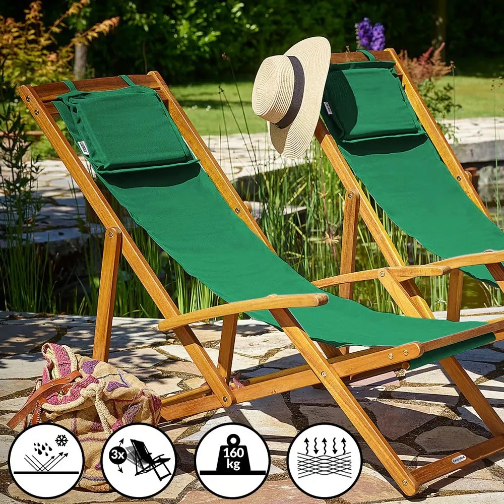 Záhradné lehátko SIENA, 94x60x94cm, zelená Casaria