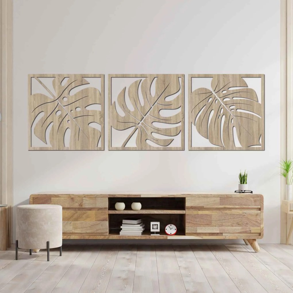 Prírodná nástenná dekorácia monstera | SELERE: HDF - Javor 20 x 60 cm 4484-95124 HDF0536