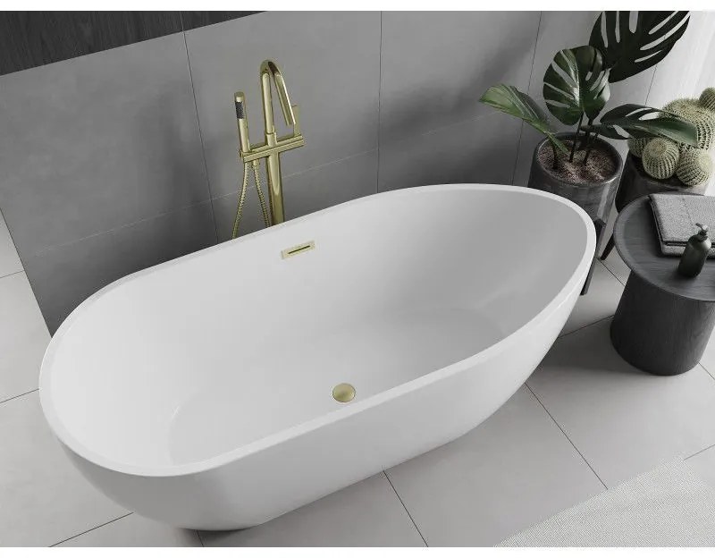 Mexen Eos, voľne stojaca vaňa 150 x 75 cm, biela, zlatý matný prepad, 52471507500-55