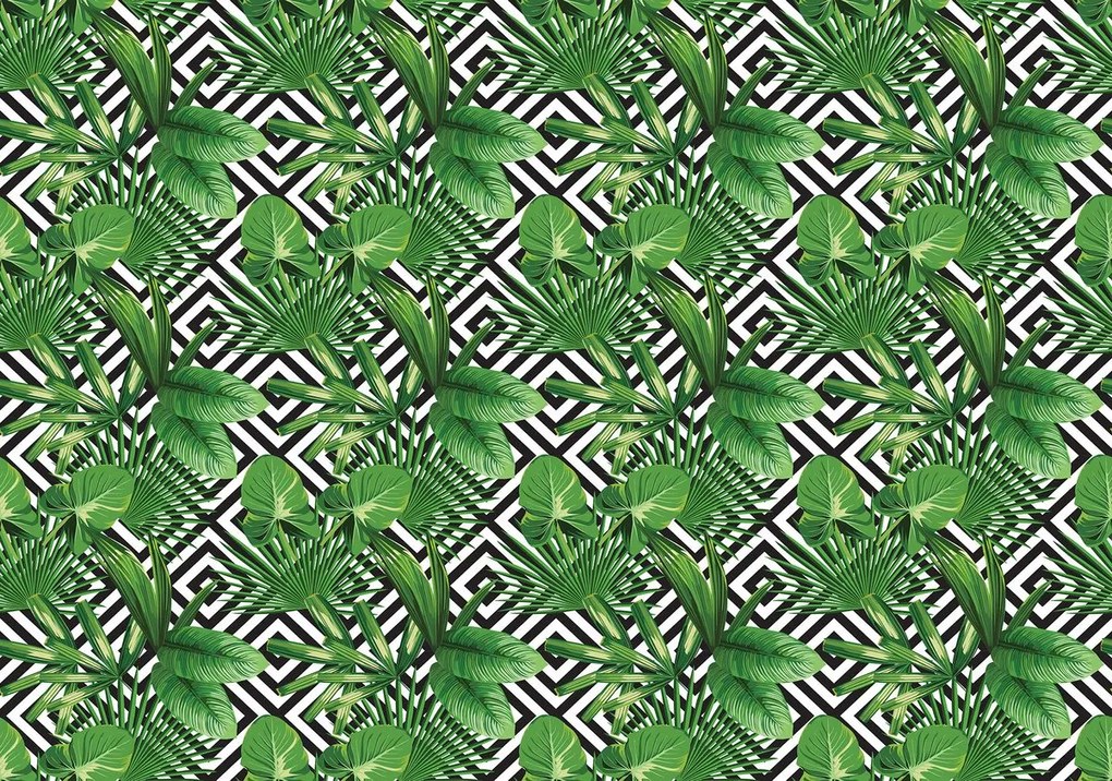 Fototapeta - Geometria a listy (254x184 cm)