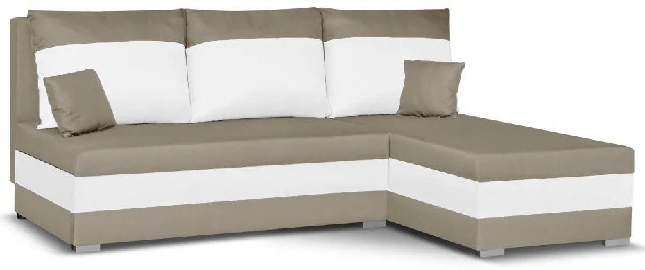 Rozkládací rohová sedací souprava GUSTO Světle hnědá/Bílá