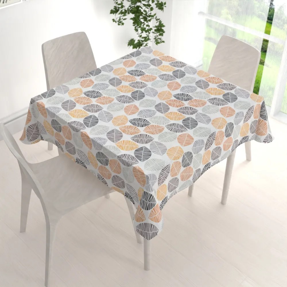 Biante Dekoračný štvorcový obrus Leona LN-136 Hnedé a oranžové lístky 80x80 cm